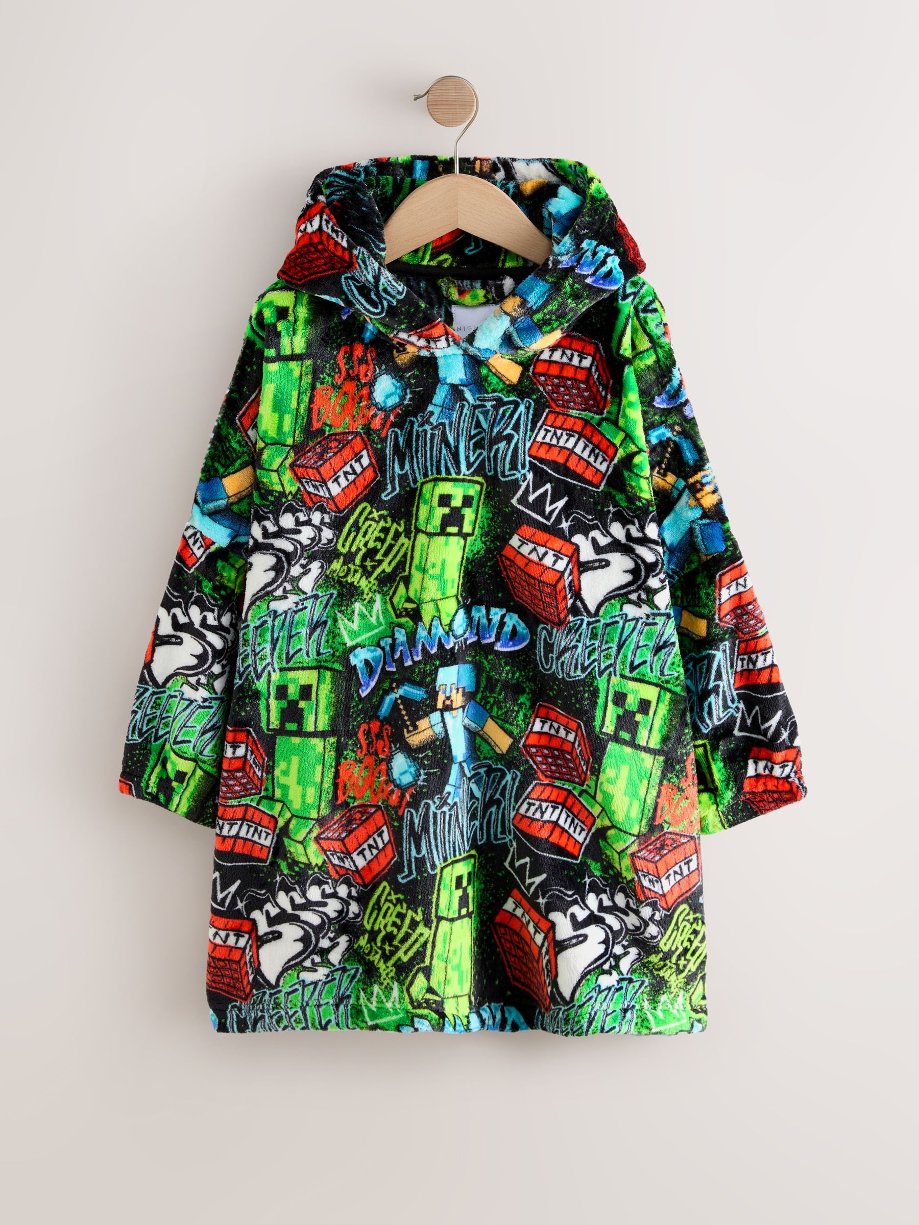 Zwart Minecraft - Fleece Blanket Hoodie (5-16yrs)