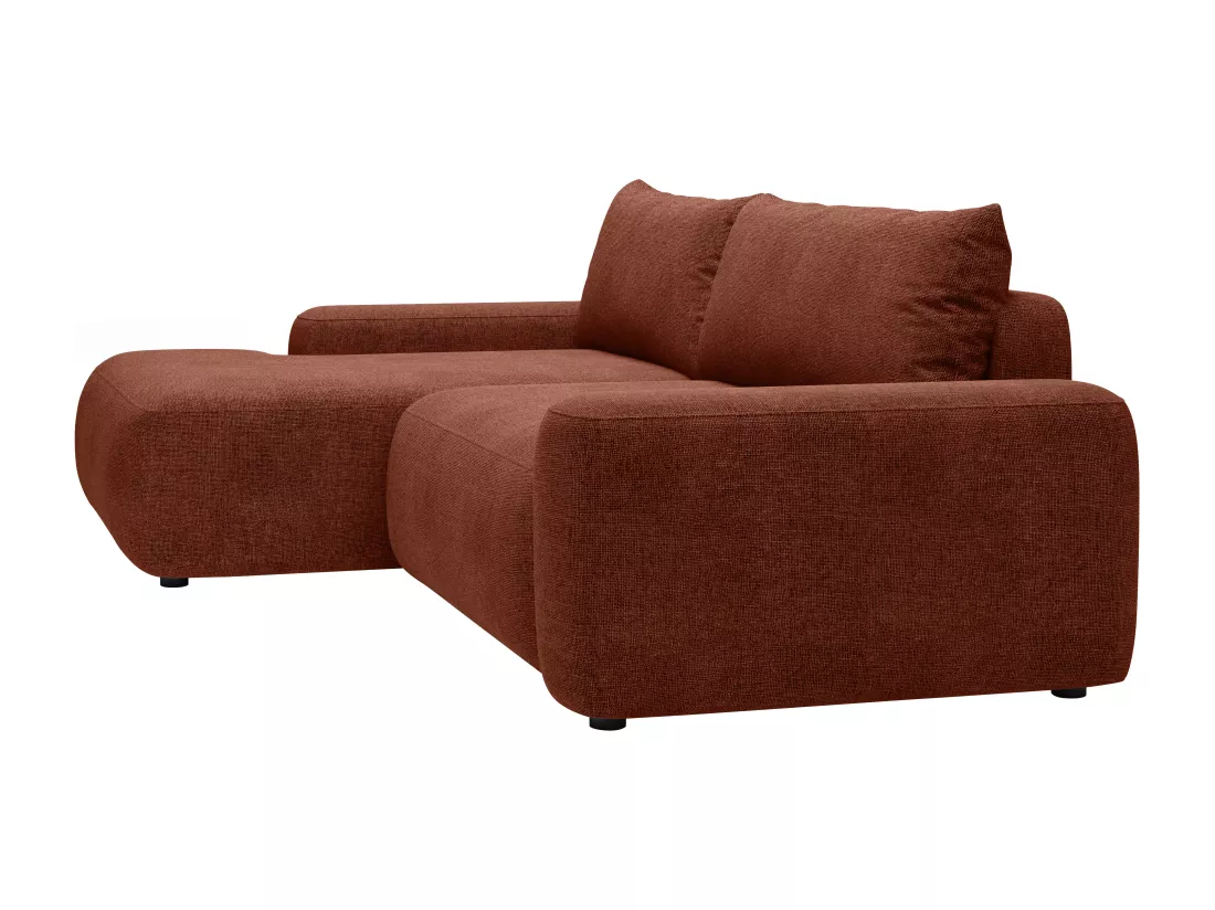 Canapé d'angle gauche convertible en tissu texturé terracotta DAVISO