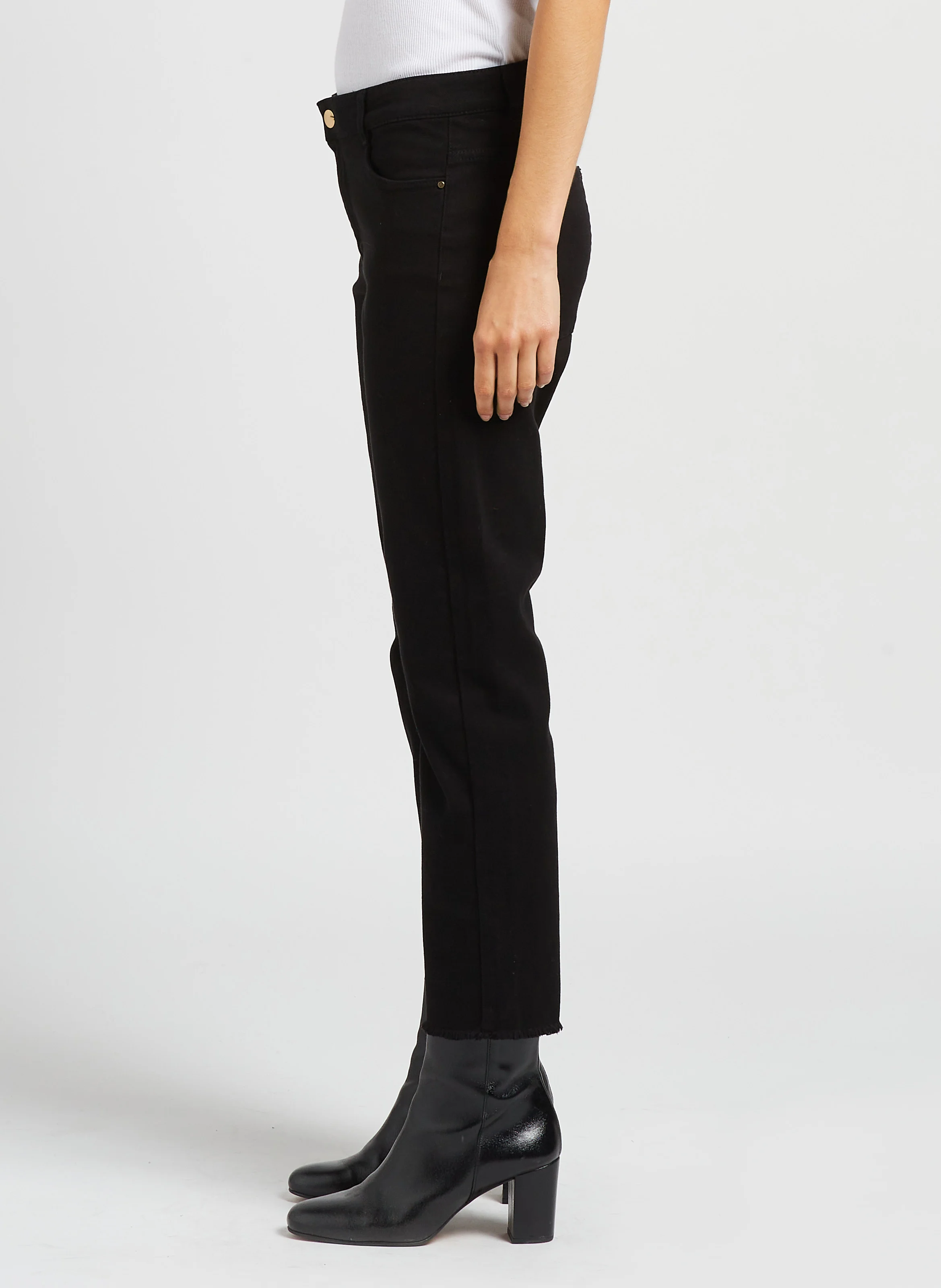 PATIENCE - Jean droit taille haute en coton mélangé | Noir