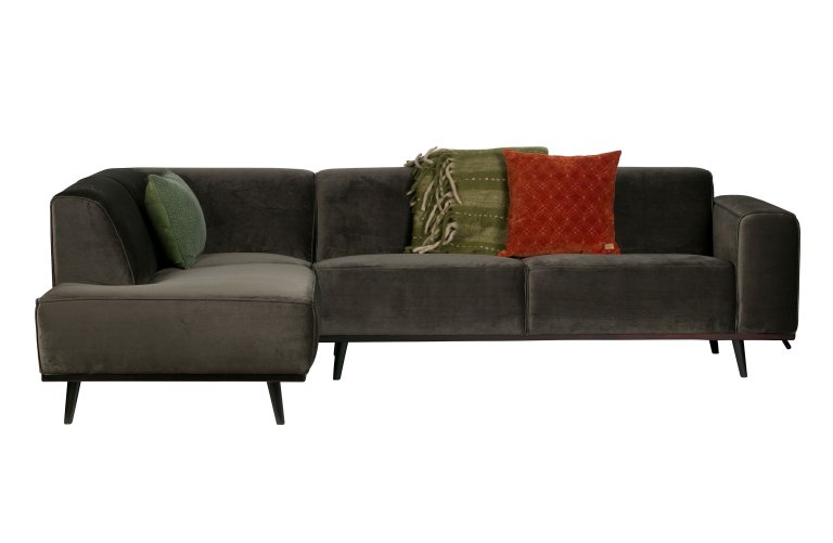 WOOOD Statement hoekbank rechts, velvet warm groen
