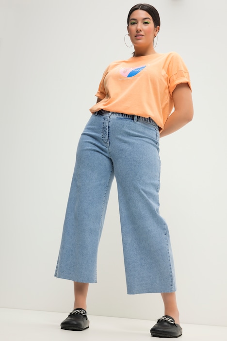 Culotte-Jeans, Wide Legs, cutted Saum