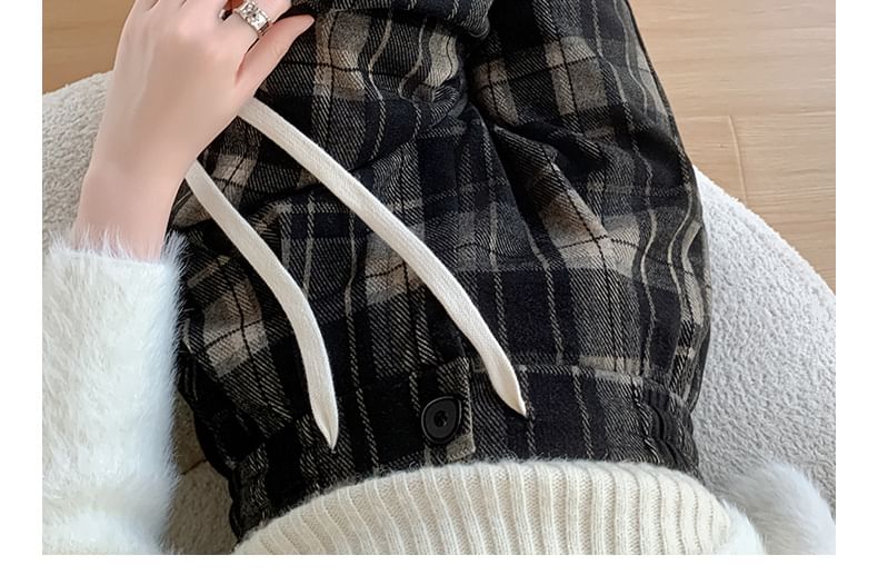 Klevy - Hoge geruite wijde broek