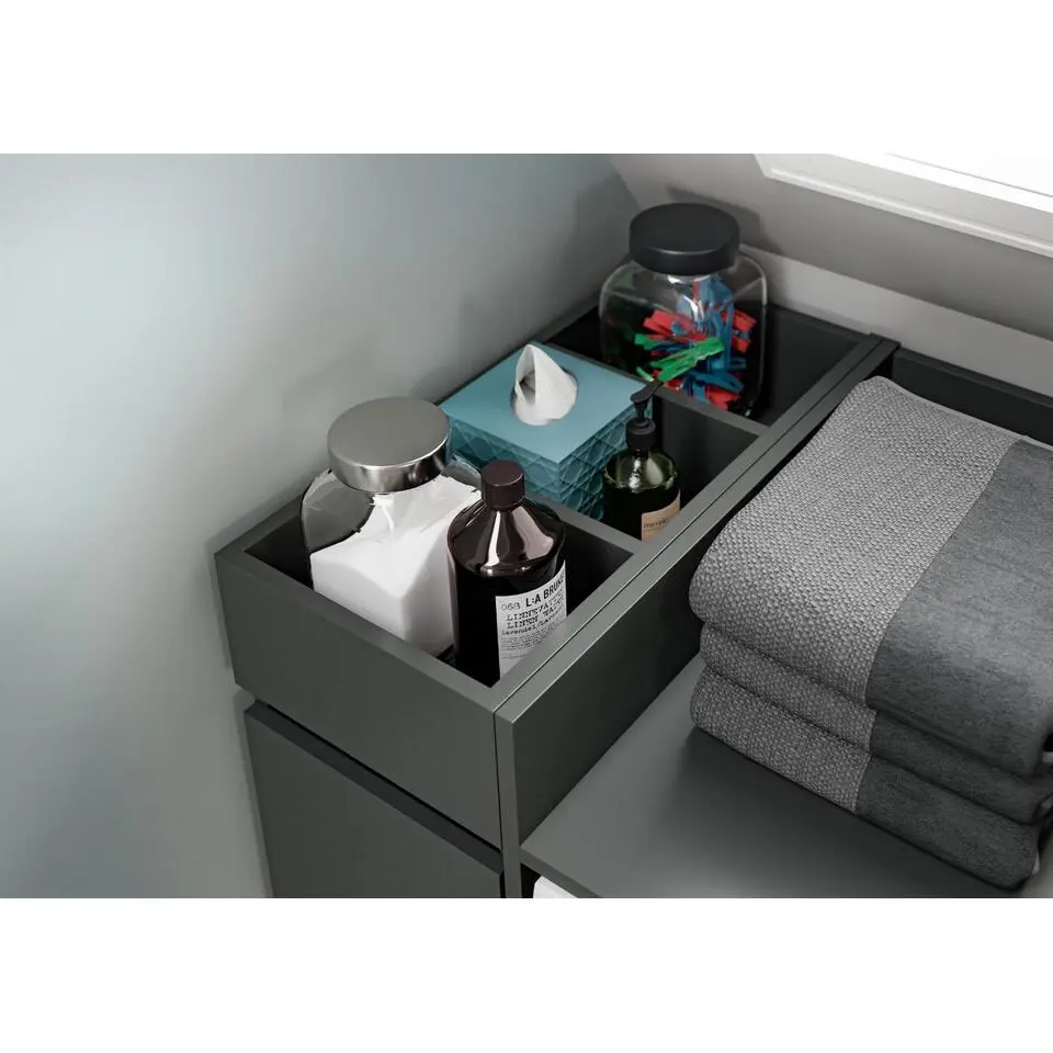 Hioshop Free badkamerkast 1 lade- 3 planken antraciet