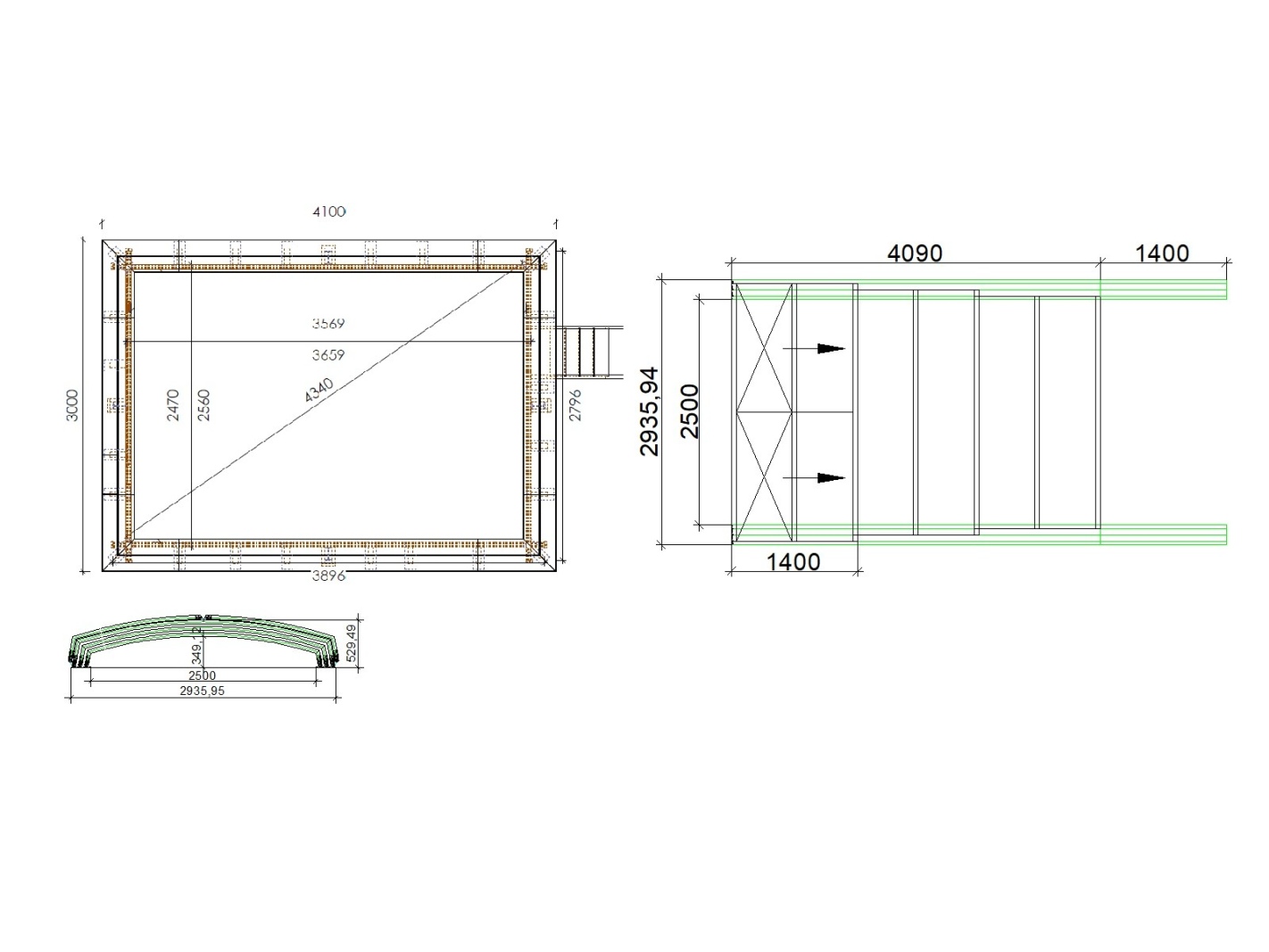Abri de piscine skyline pour les modèles 4,10x3 m - bas85, bas785 - polycarbonate alvéolaire 8 mm - couleur ral7016 graphite