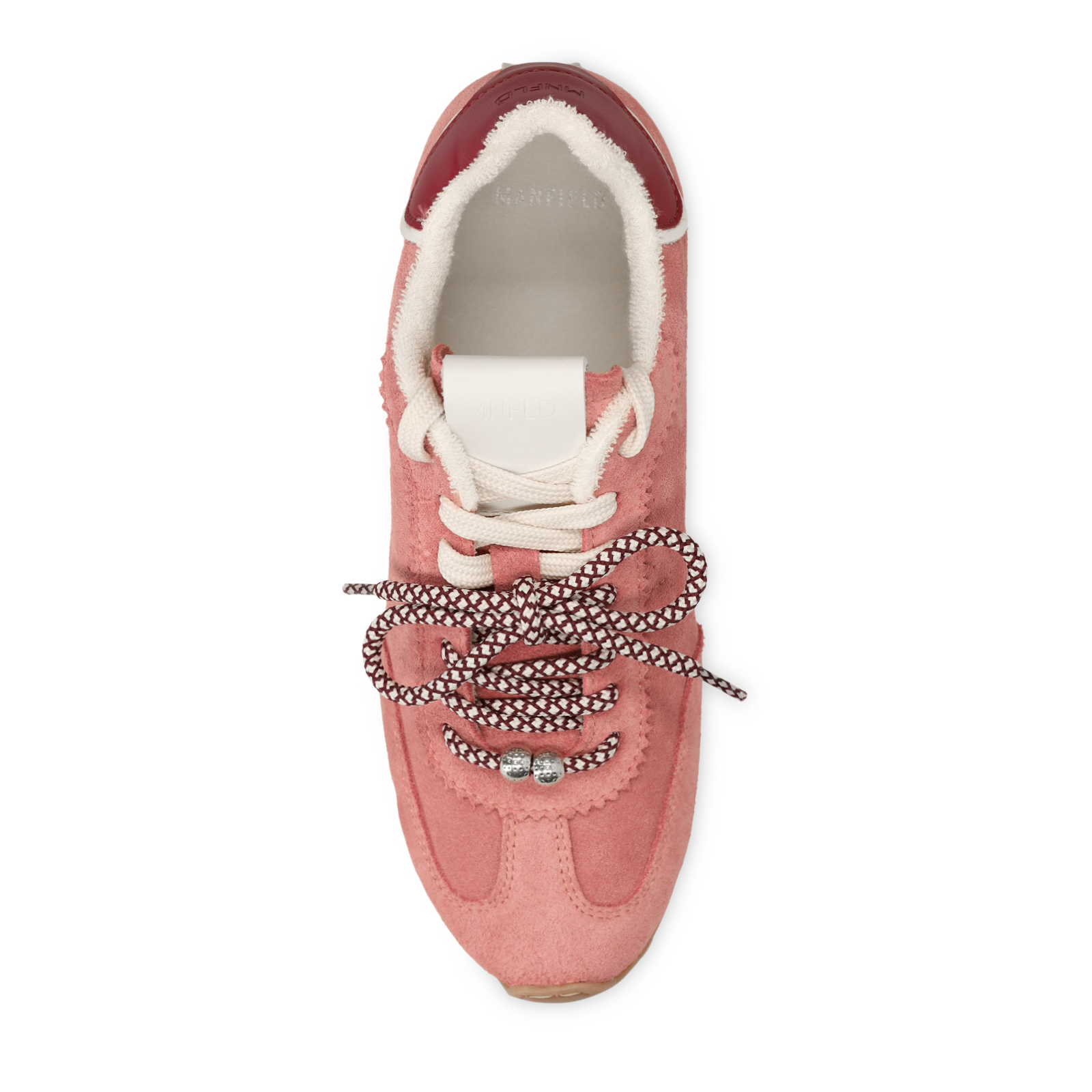 Roze suède sneakers met dubbele vetersluiting