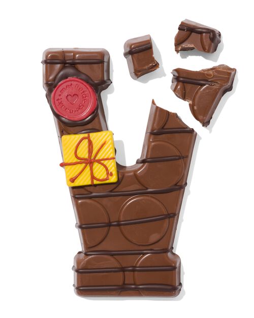 lettre V en chocolat au lait décorée à la main 200g