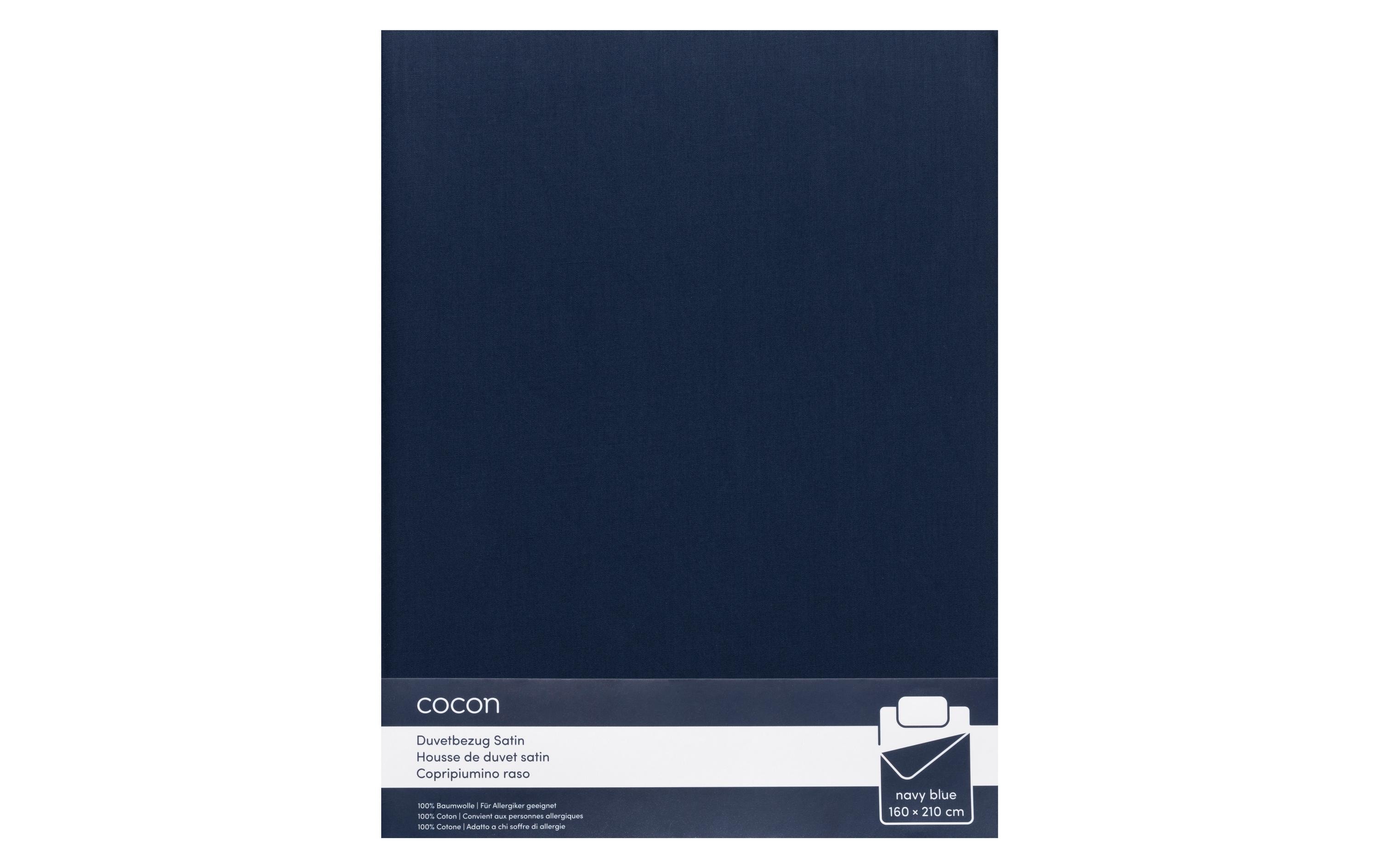 Duvetbezug Satin 160 x 210 cm, MarineblauBettbezug aus reinem Baumwollsatin