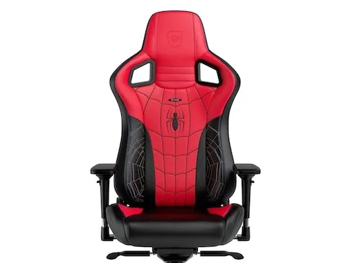 Noblechairs EPIC Spider-Man Edition - Spillestol - ergonomisk - armstøtter - T-formet - vippe - drejeled - aluminium, nylon, polyurethan, stål, polyuretan-læder, koldskum - sort, rød, rød syning