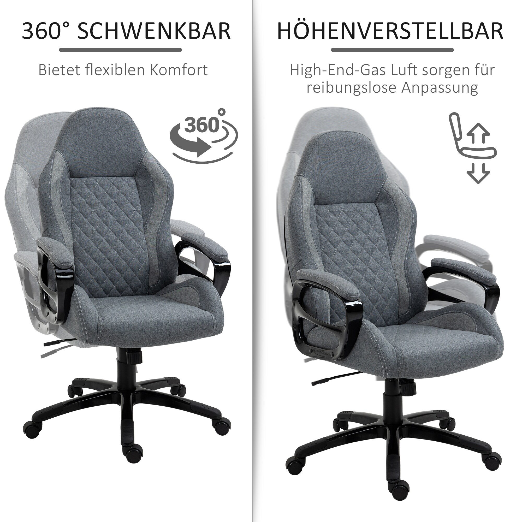Vinsetto Bürostuhl mit Massagefunktion grau 64 x 68,5 x 116,5-124 cm (BxTxH)