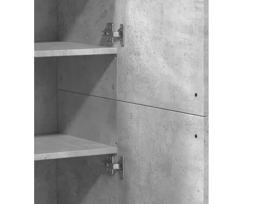 Buffet haut gris béton 80x35x180 cm bois d'ingénierie