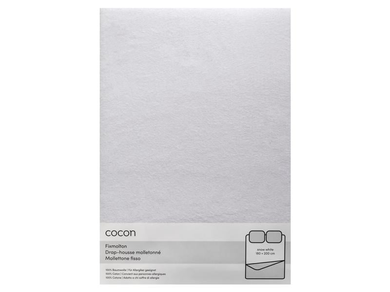 COCON Fixmolton 180 x 200 cm, Weiss Atmungsaktiver Matrazenschoner aus reinem Baumwollflannell