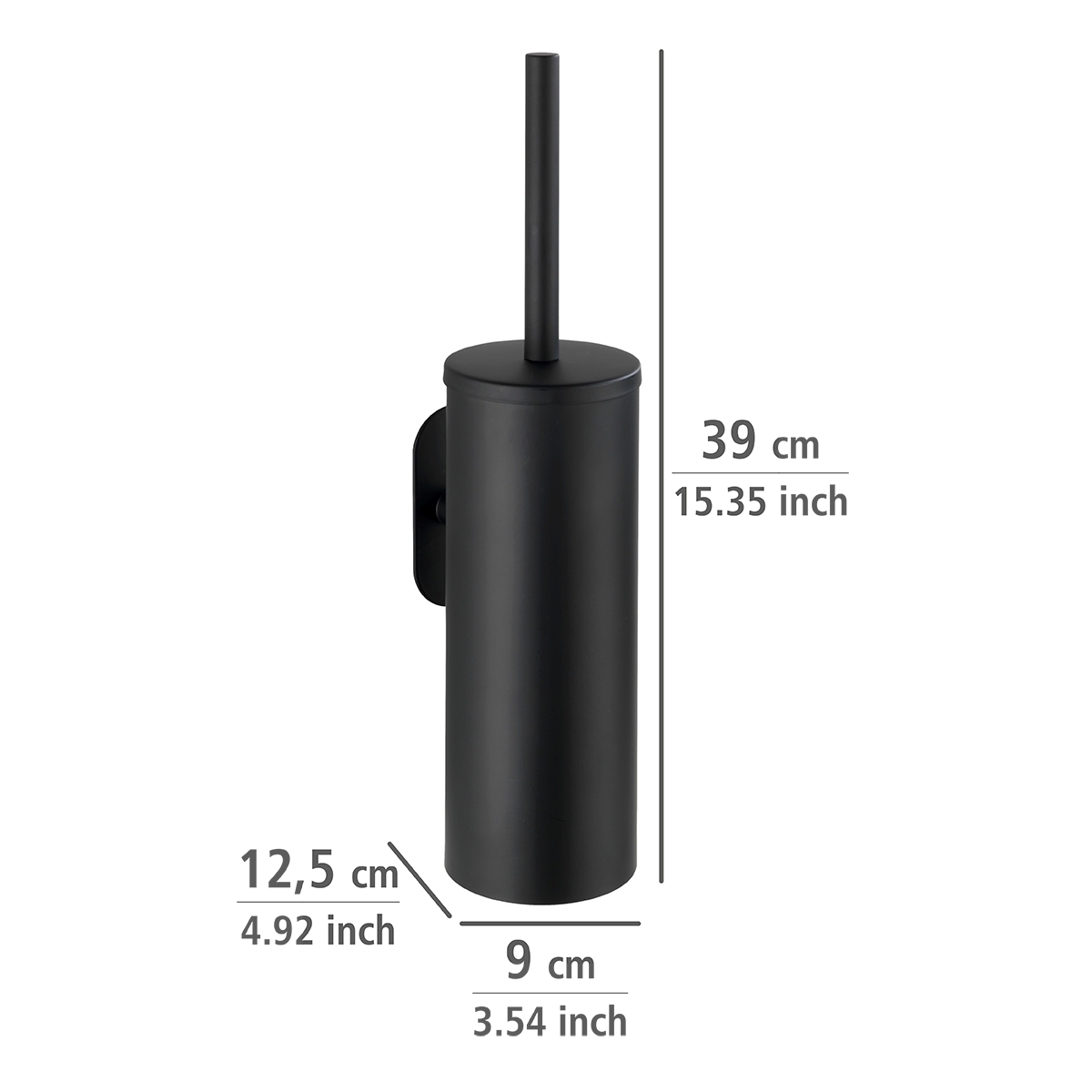 Wenko Orea turbo-loc toiletborstelhouder gesloten RVS zwart mat