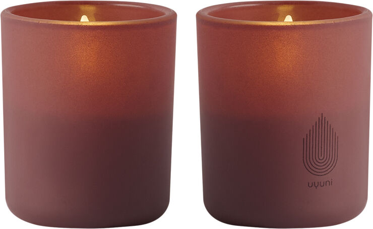 Uyuni Glass Candle, Wine red, 2-pack, 6x7 cm Wine red