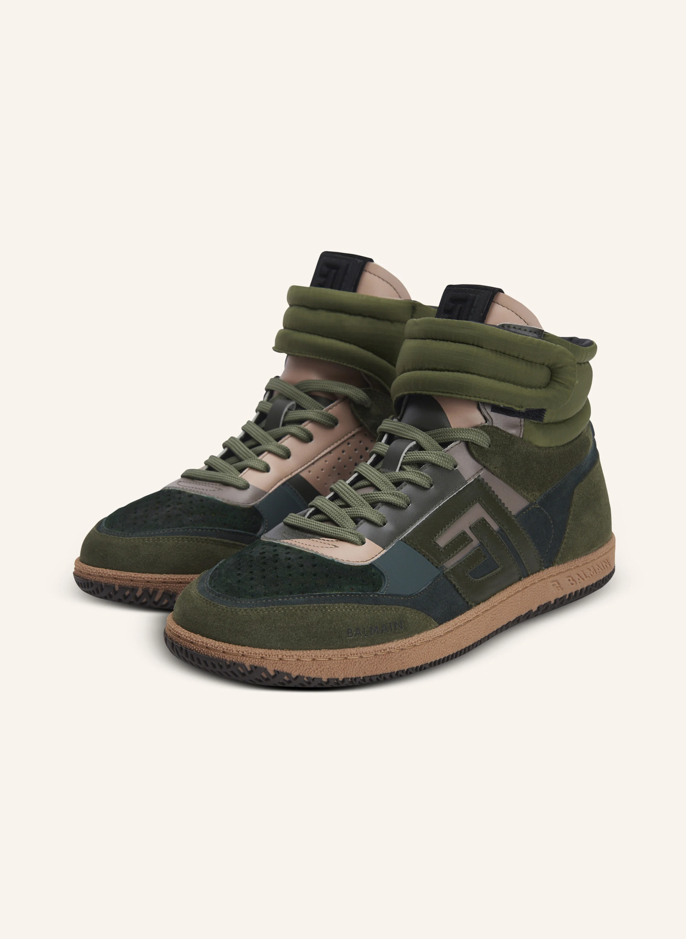 BALMAIN Mittelhohe Sneakers Balmain Swan aus Kalbsleder und Wildleder
