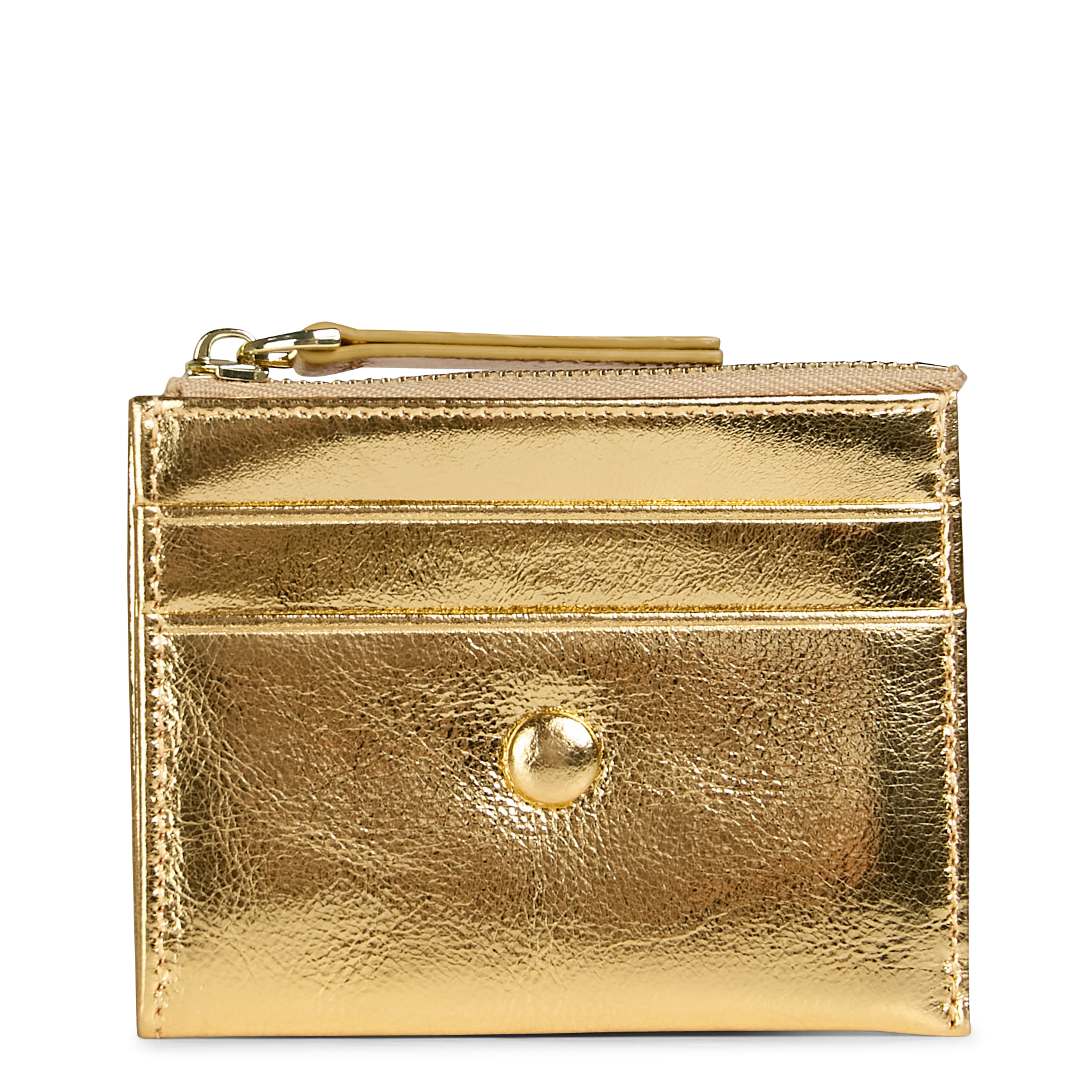 Porte-carte en cuir| Doré