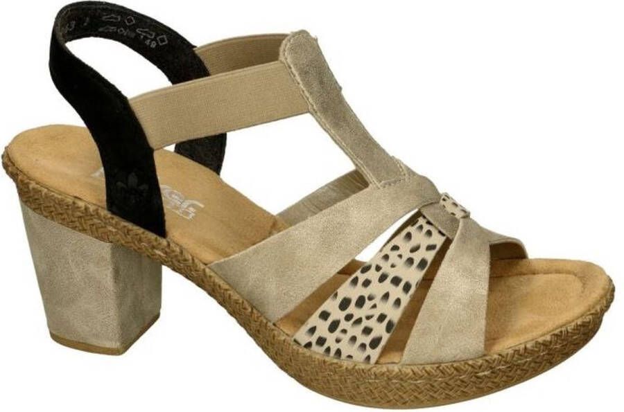 Rieker Elegante Comfortabele Sandalette Zwart Zilver Multicolor Dames