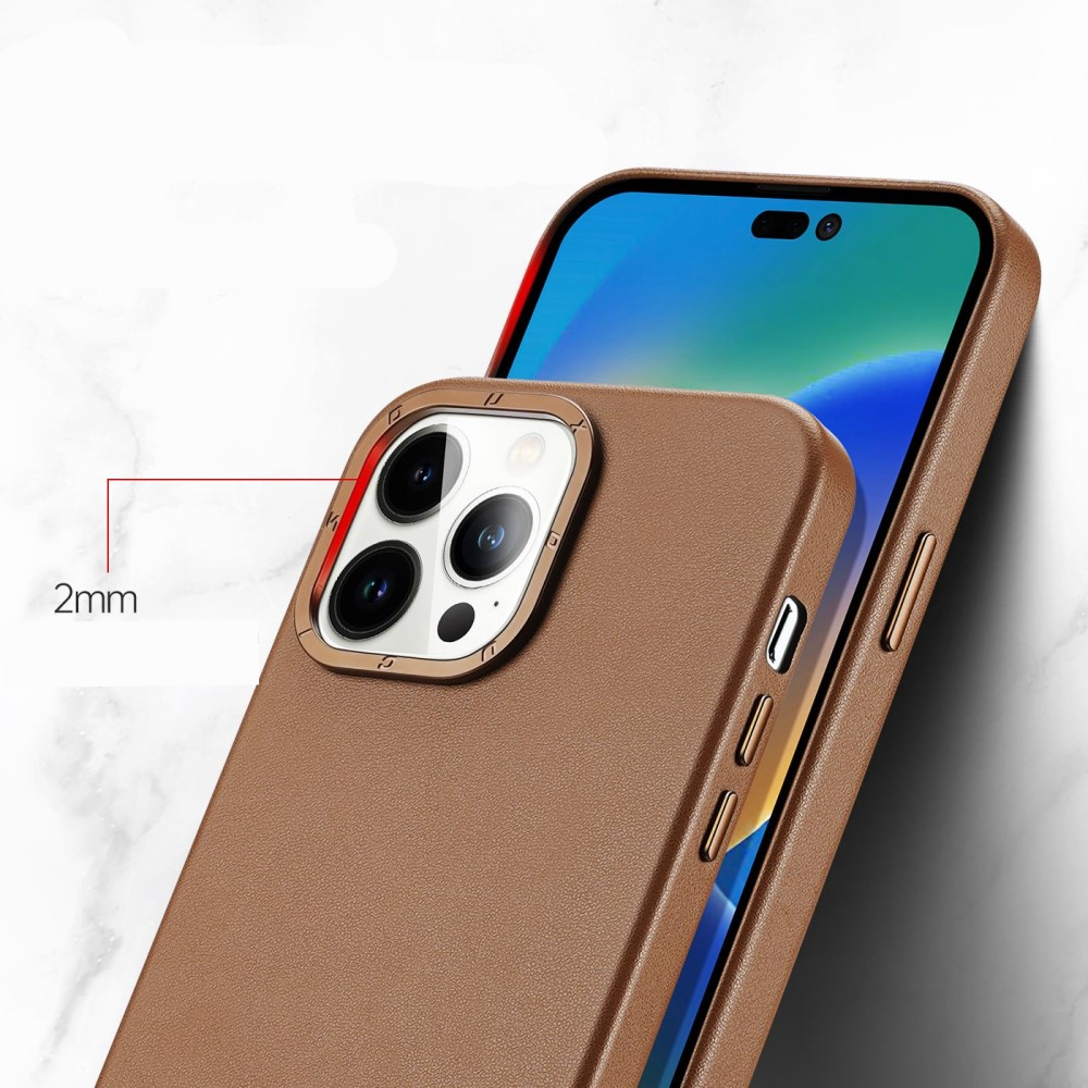 iPhone 14 Pro Max MagSafe Hardcase Leder Hülle Back Case - Braun