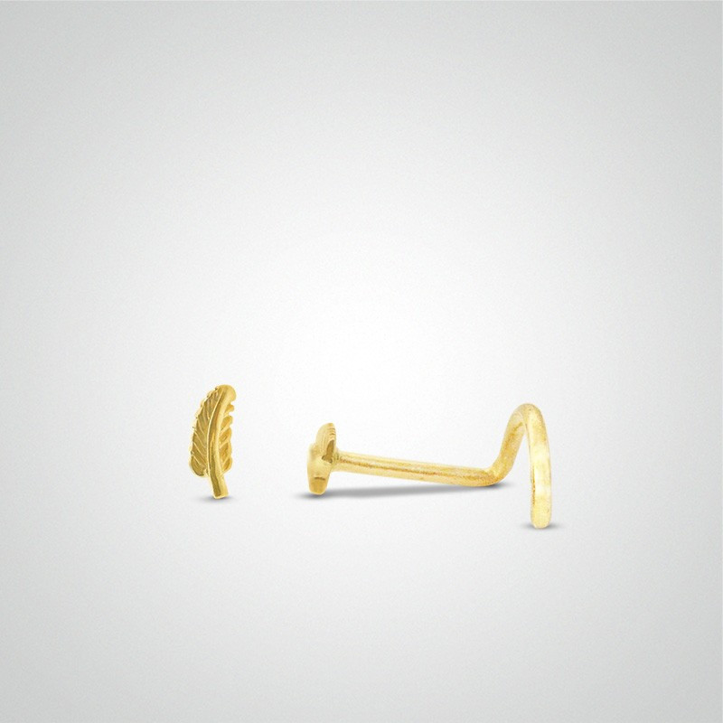Piercing de nez plume or jaune barre en U