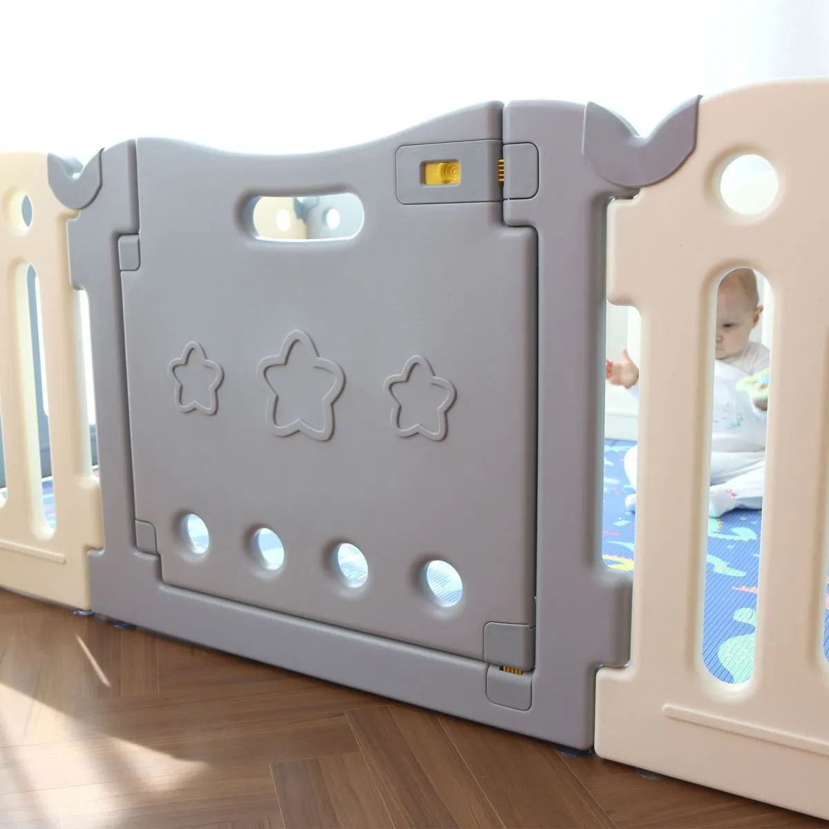 Baby Care Clôture de Jeux - Blanc  Gris