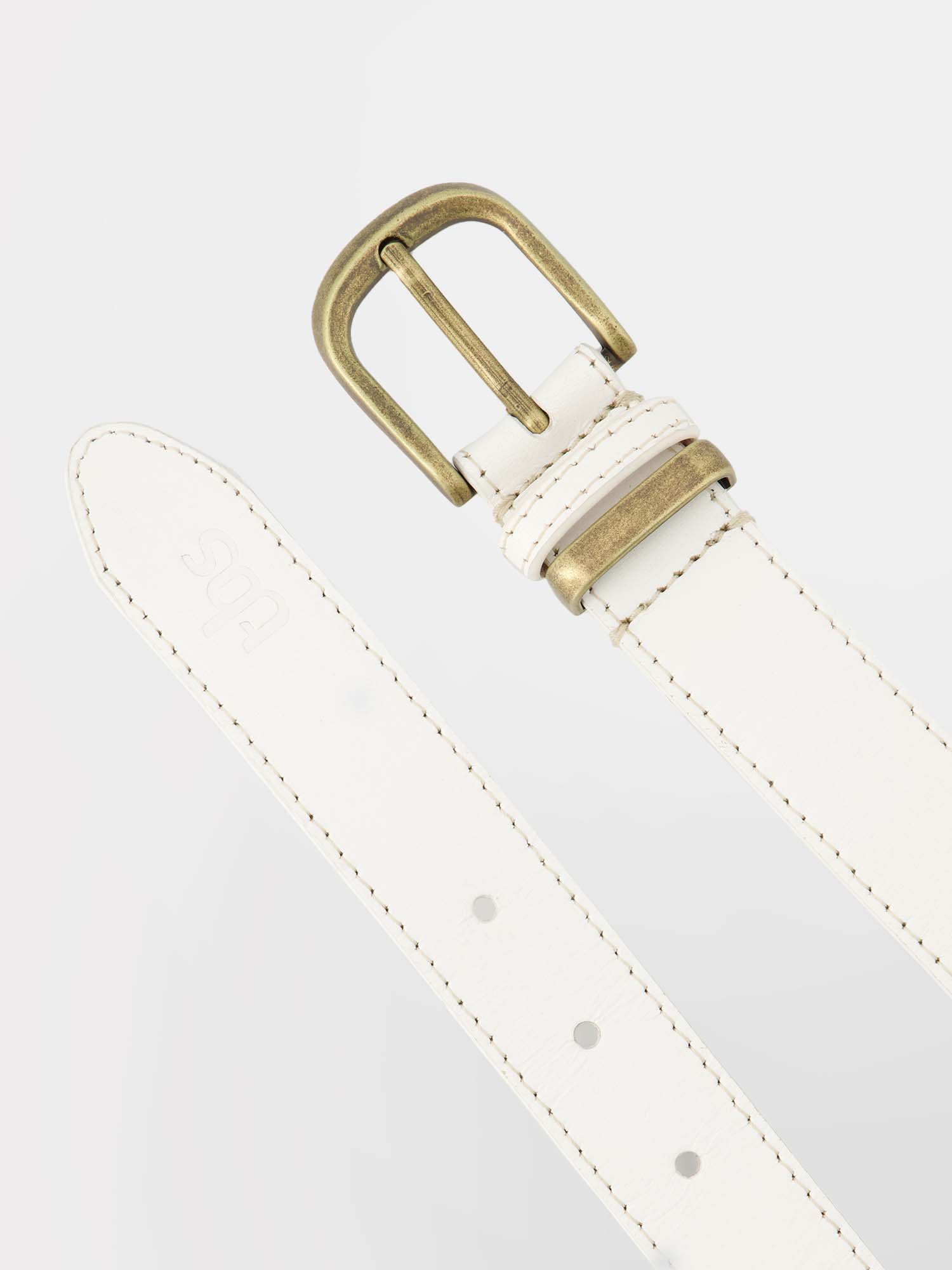 Ceinture Femme En Cuir Bouche Métal Blanc