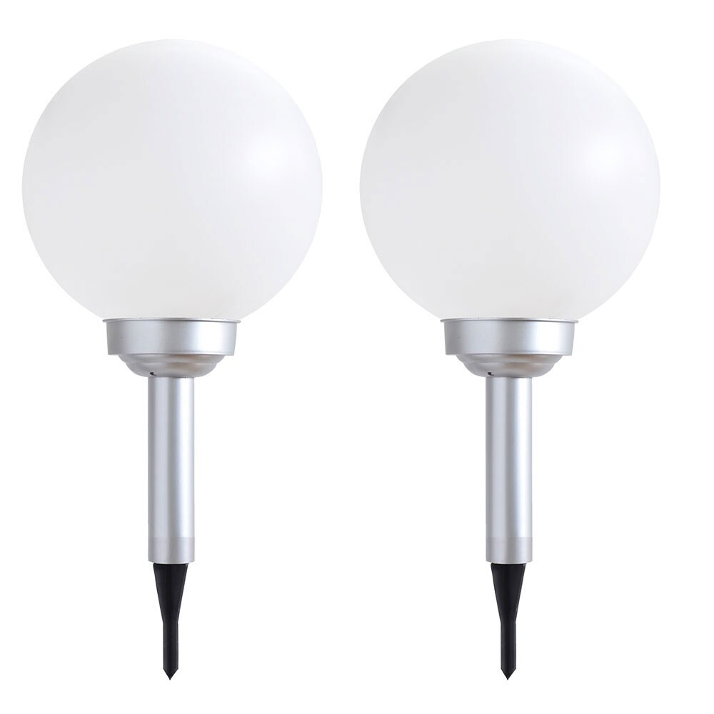 2er Set LED Solarleuchte, Kugel weiß, H 42,5 cm