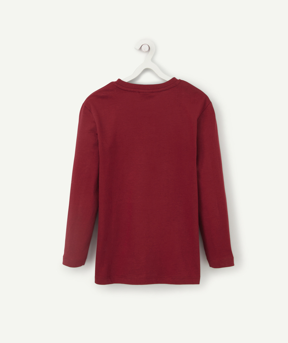 T-SHIRT GARÇON BORDEAUX EN COTON BIO AVEC MESSAGE