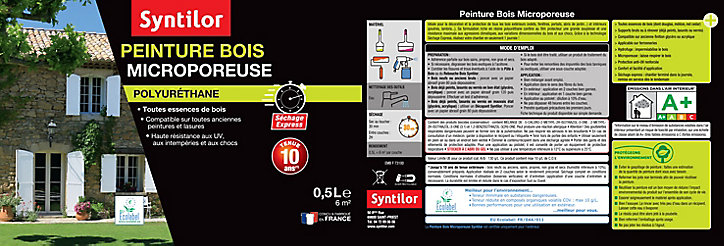 Peinture extérieure et intérieure bois microporeuse satiné Ivoire clair Syntilor 0,5L