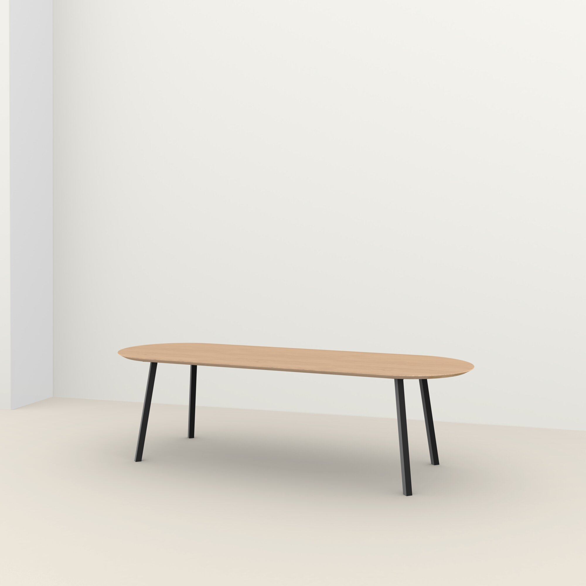Studio HENK tafel New Classic Plat ovaal, zwart frame - Smart Collectie 240 x 90 cm | Eikenhout | Verjongde rand | Frame Zwart