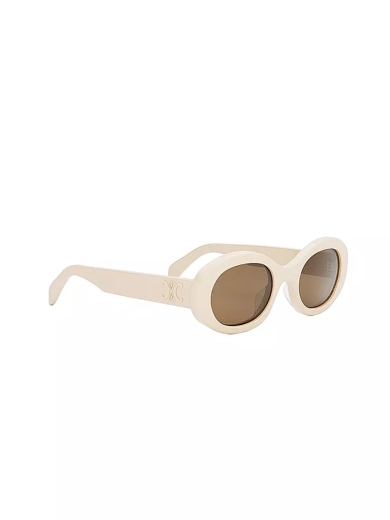 CELINE Triomphe weisse ovale Sonnenbrille creme
