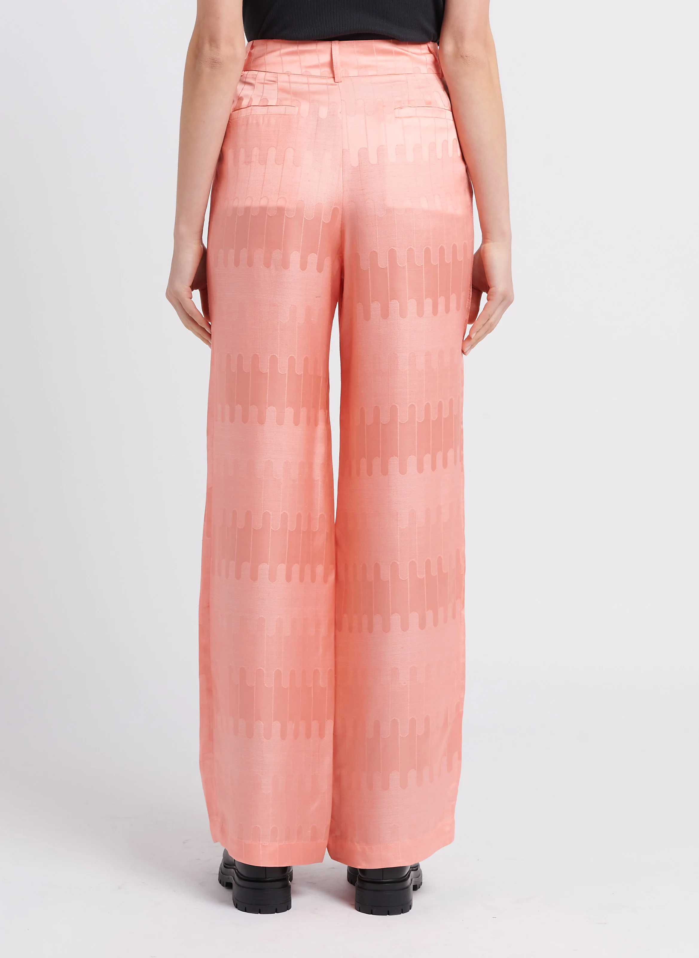 MOOR - Pantalon large taille haute imprimé | Orange
