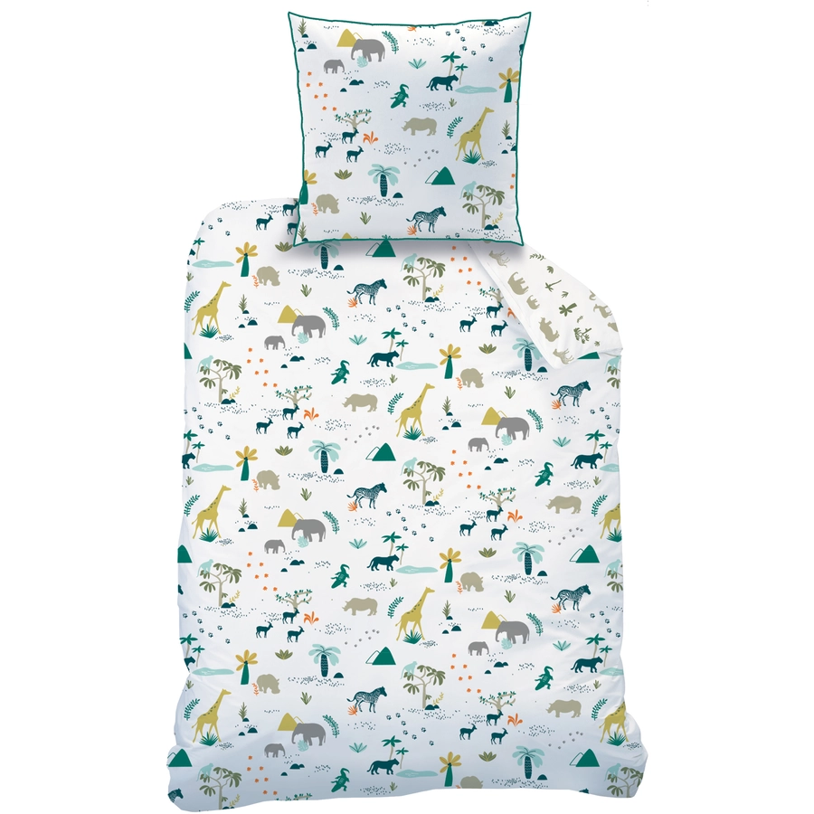 MTOnlinehandel Bettwäsche Kinder-Bettwäsche Tiermotiv für Mädchen und Jungen, 80x80 + 135x200 Safari Tiere