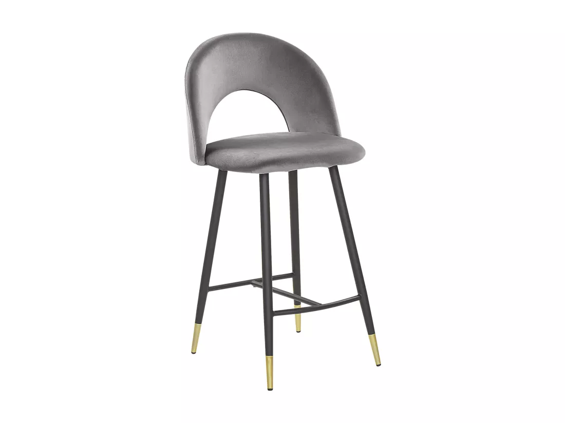 Lot de 2 chaises de bar FALTON Velours Gris