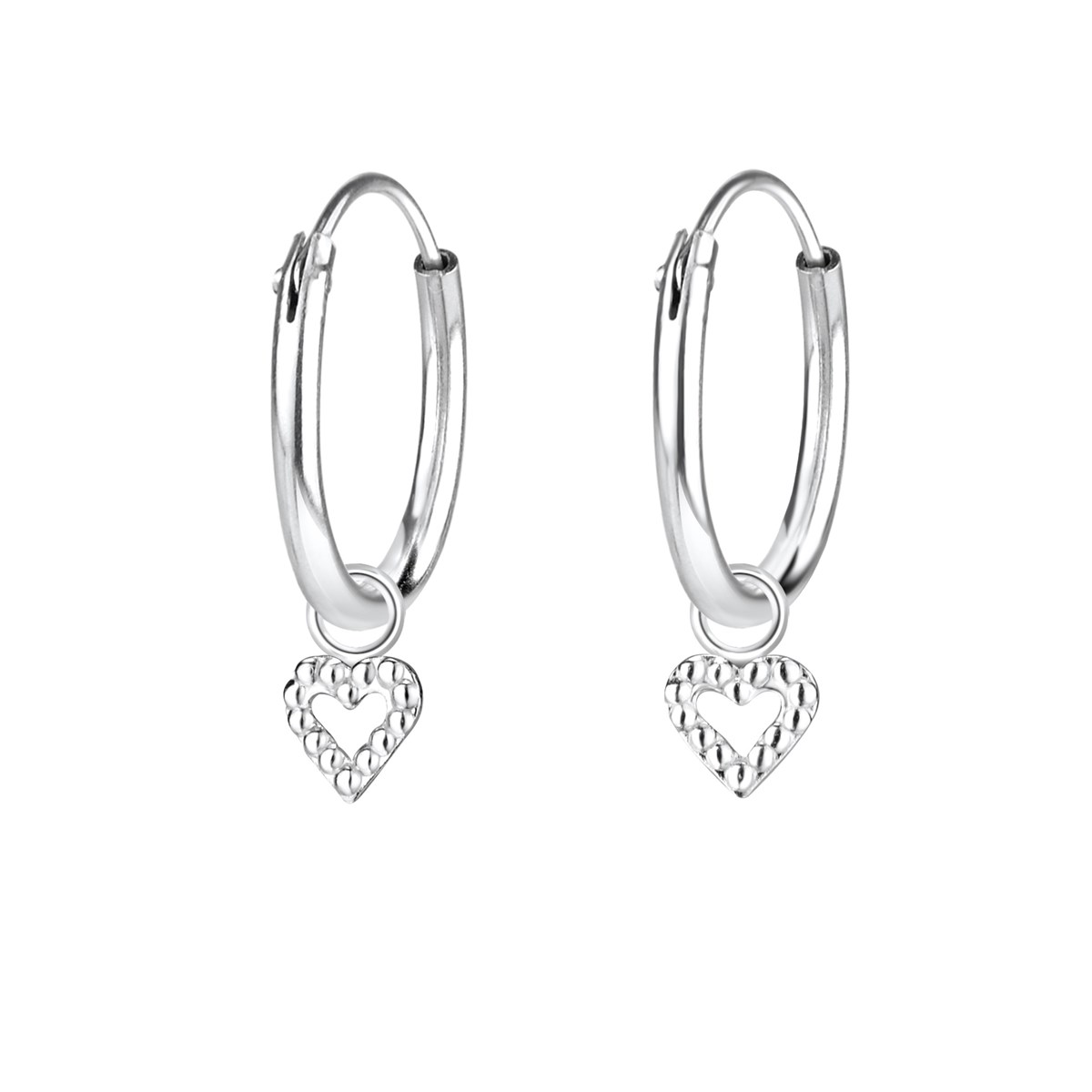 Boucles d'oreilles enfant coeur en argent 925