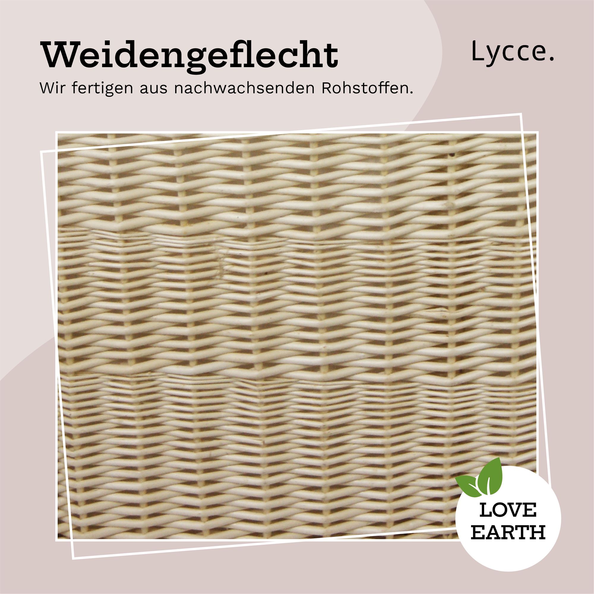 Lycce Wäschesortierer aus Weide 120L, 2 Fächer, mit Stoffeinsatz