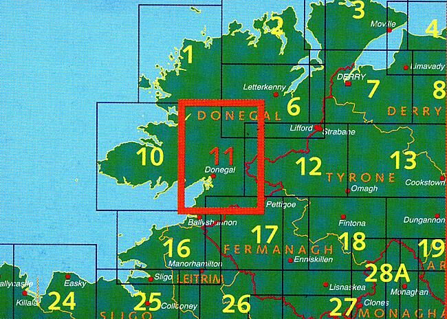 ORDNANCE SURVEY - 11 DONEGAL SUD IRLANDE 1 50 000