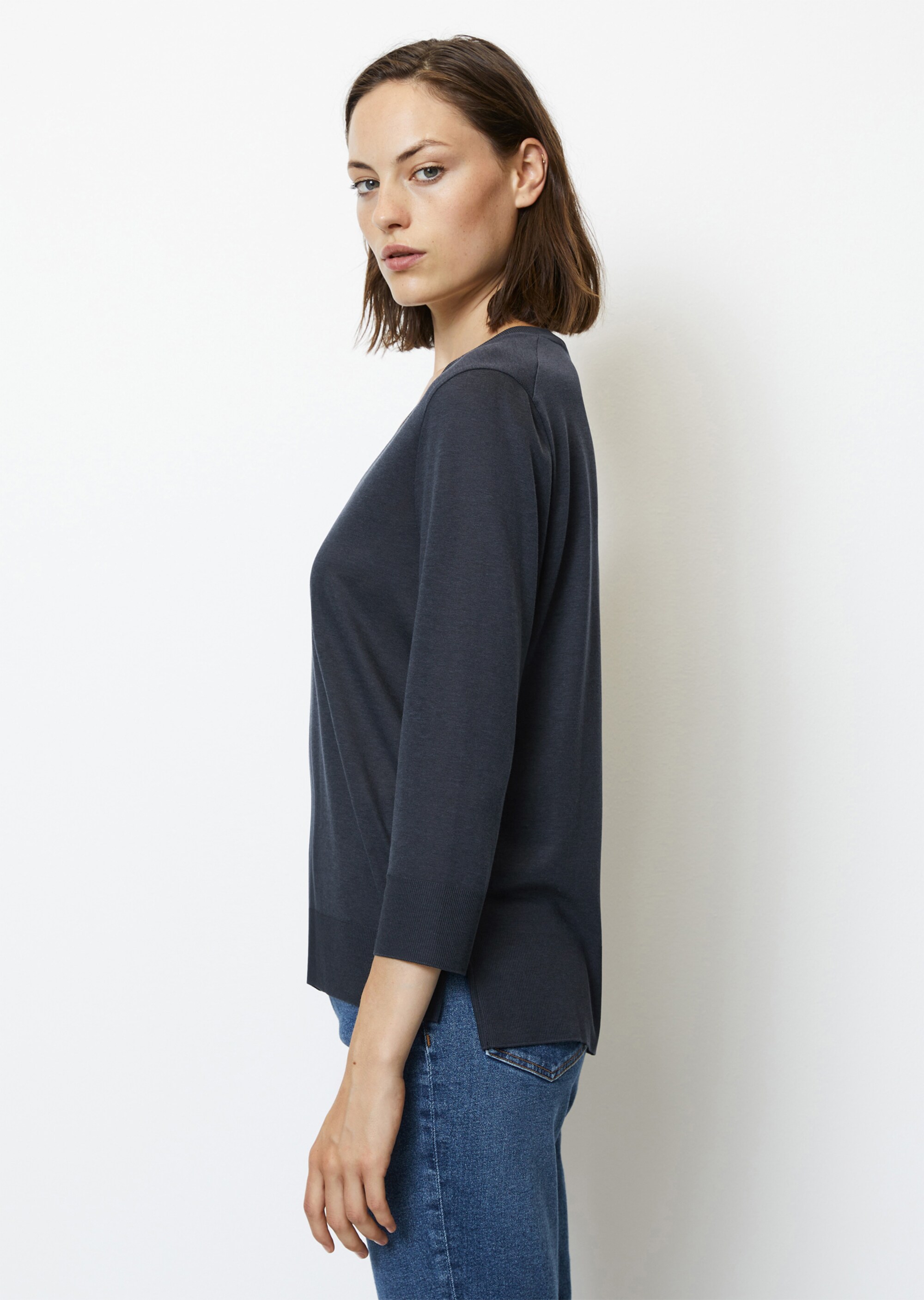 Luxury V-Neck-T-Shirt loose aus Tencel™ Lyocell-Baumwolle-Mix