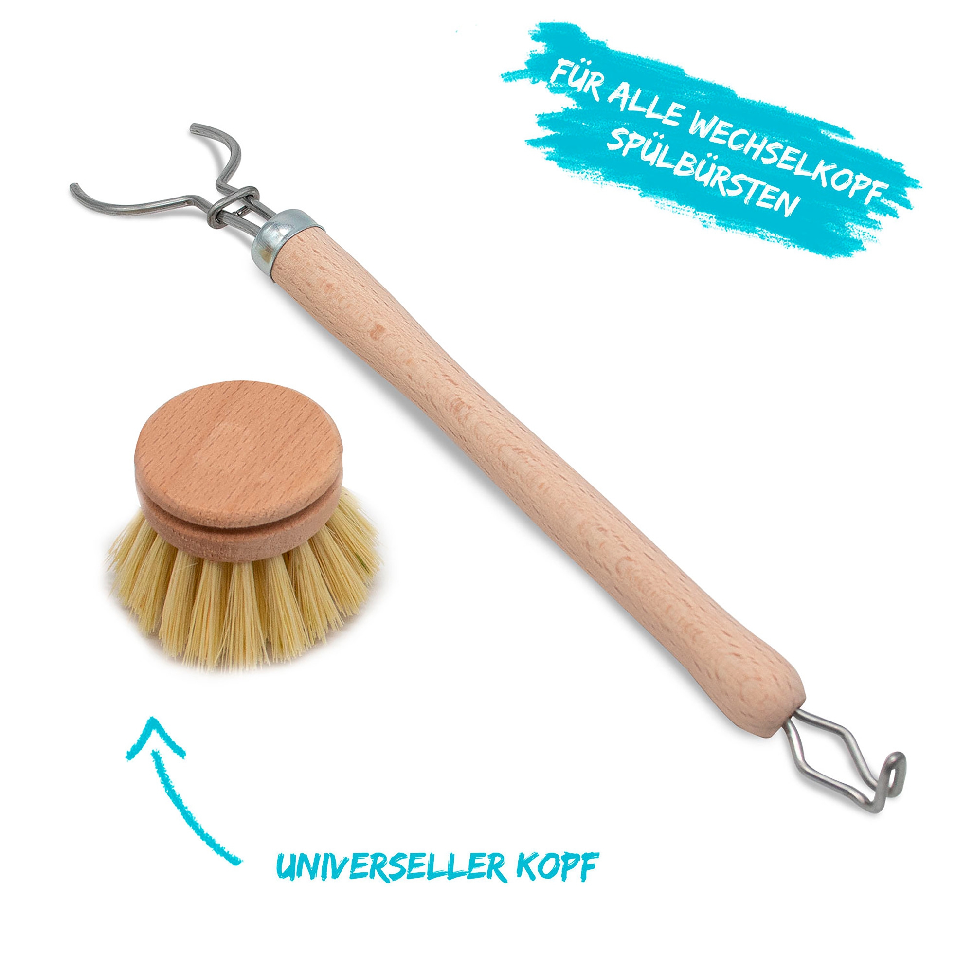 Chinchilla Wechselköpfe aus Holz für Spülbürste 4er-Set