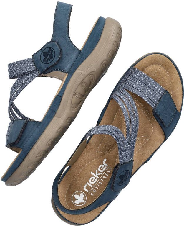 Rieker Blauwe Comfort Sandaal met Klittenbandsluiting Blue Dames
