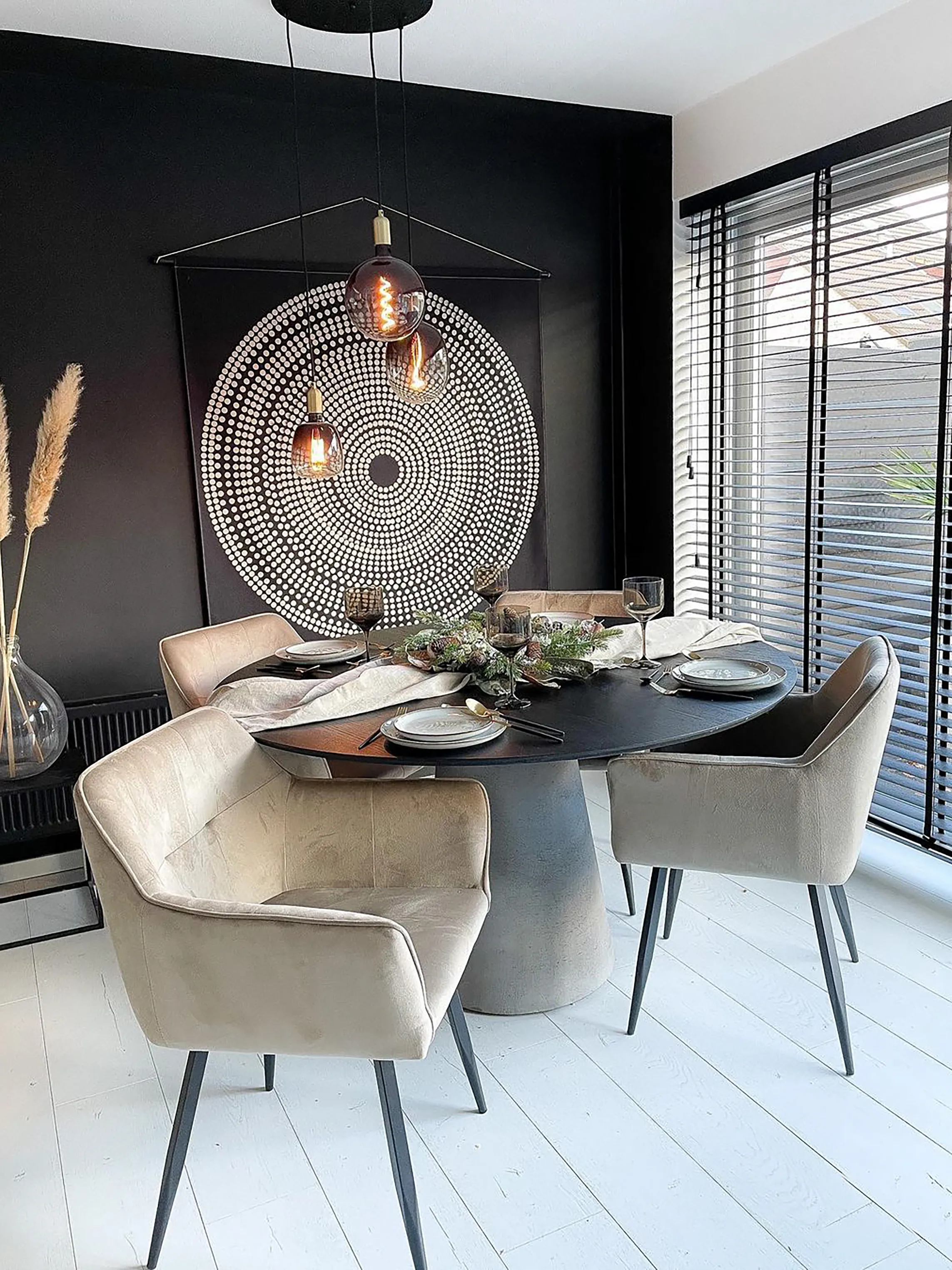 Set van 2 eetkamerstoelen JASMIN Fluweel Taupe