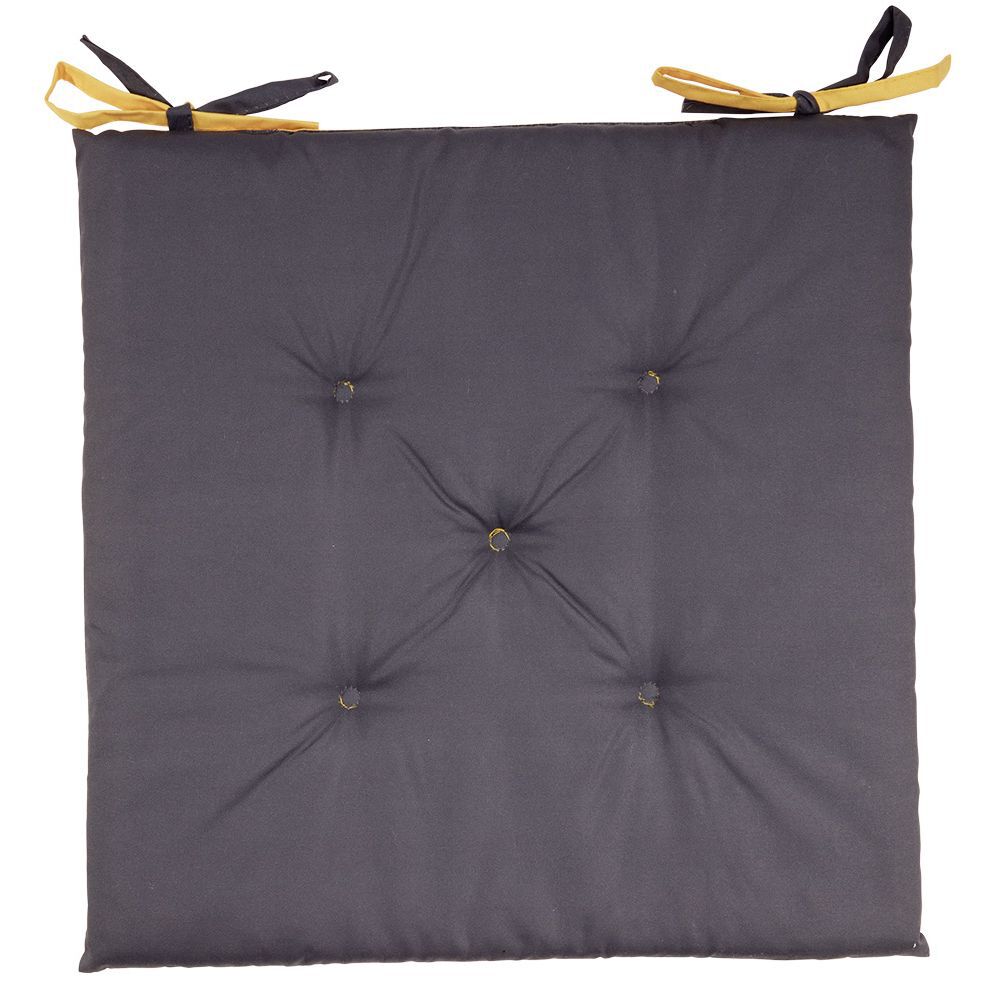 Galette de chaise de jardin réversible uni gris biface jaune