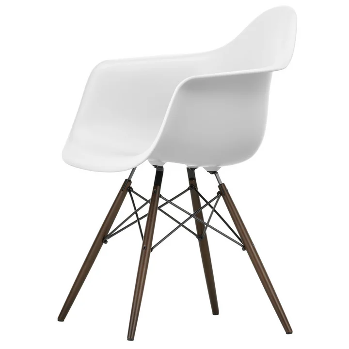 Vitra - Eames Plastic Armchair DAW RE, Ahorn dunkel / baumwollweiss (Filzgleiter basic dark)