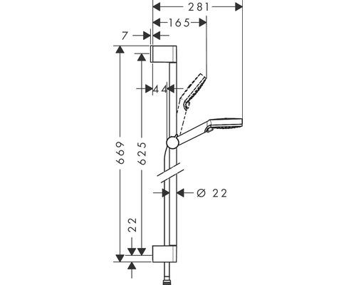hansgrohe Crometta Vario EcoSmart doucheset, wit/chroom, 26534400, douchestang lengte 65 cm