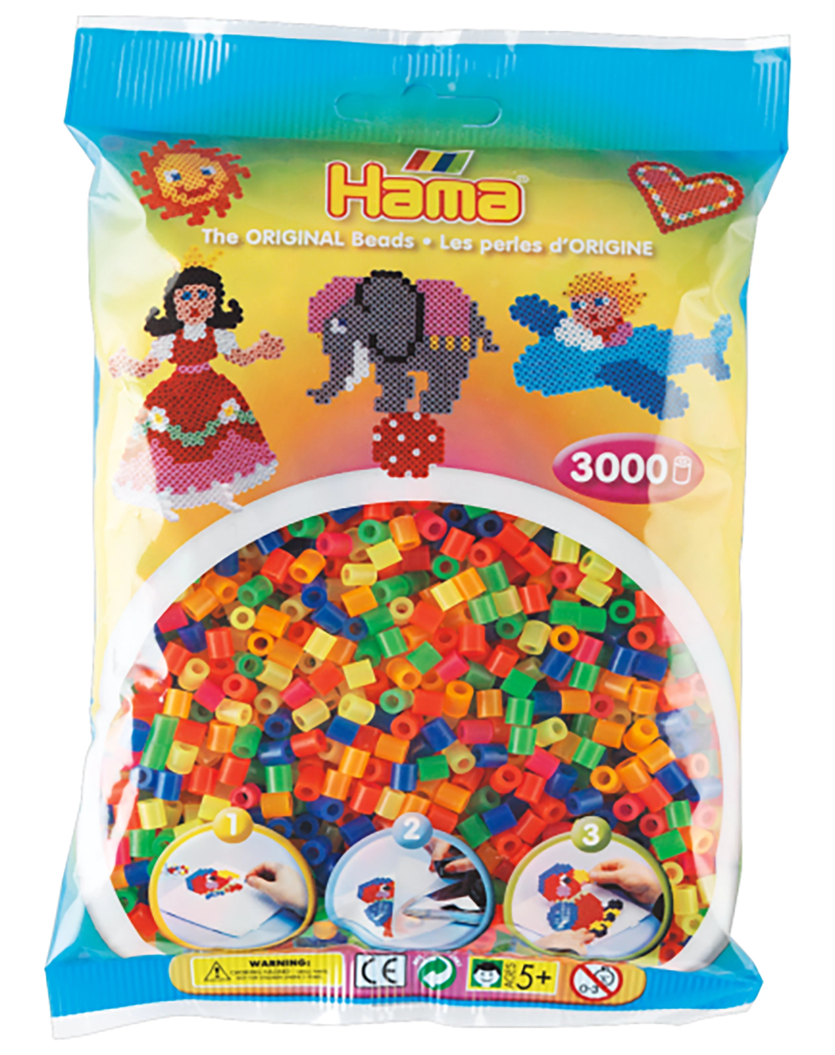 Hama® Bügelperlen midi Beutel 3.000 Stück Trsp. Neon