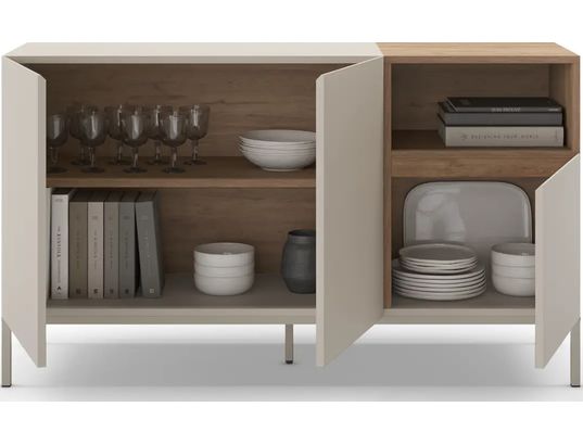 CONCEPT1 - Bahut Cailin 3T1N creme chene 140 x 42 x h80cm