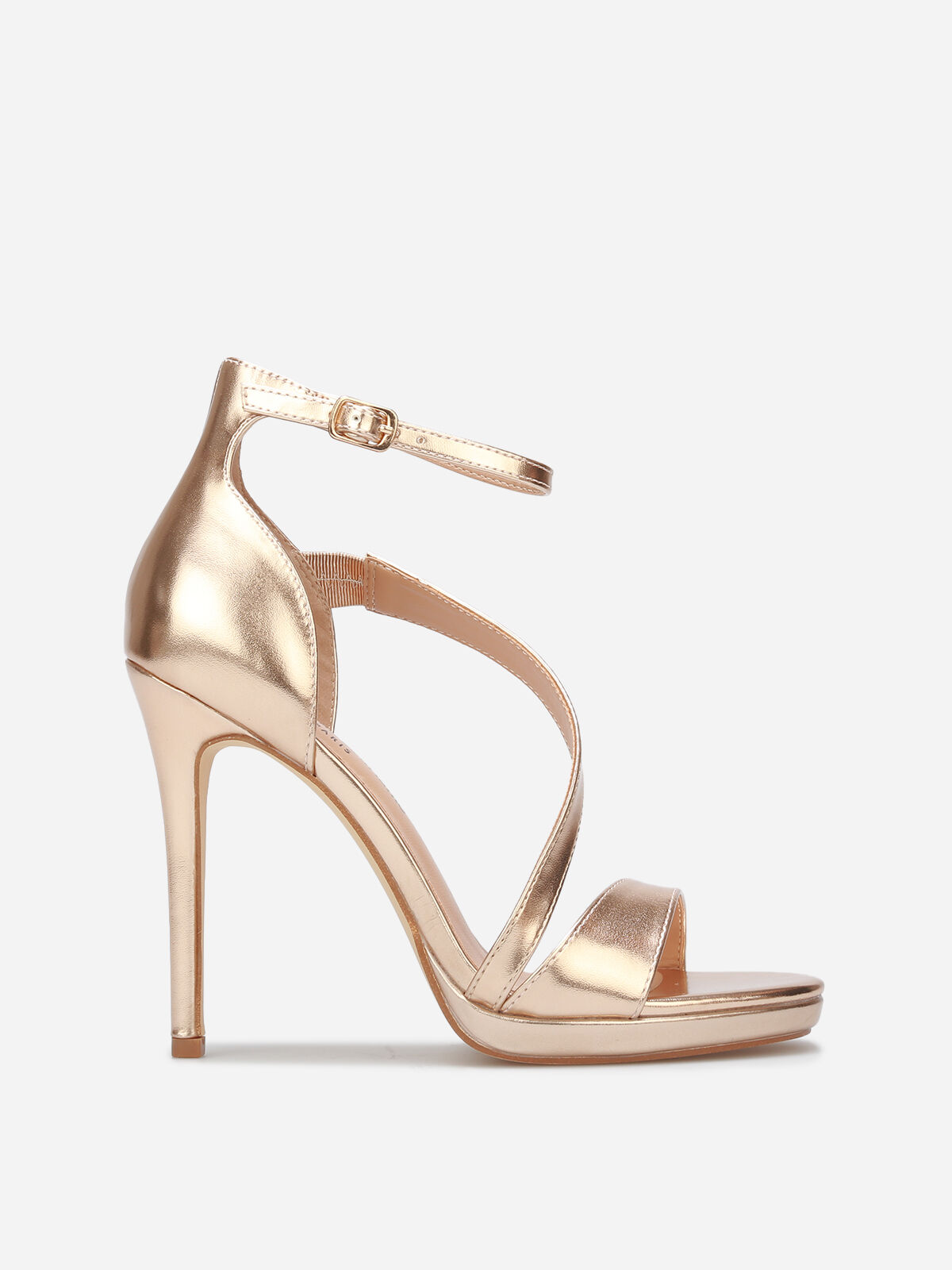 Sandales à talon aiguille et brides- Doré rose