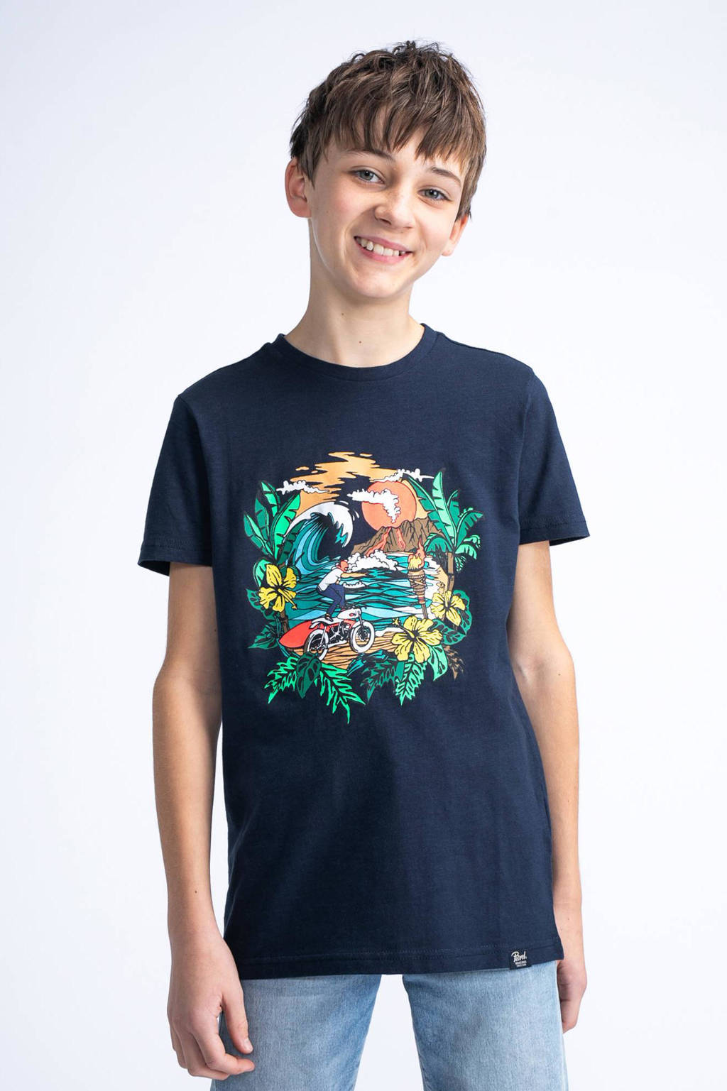 Petrol Industries T-shirt met printopdruk navy