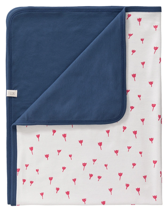 Babydecke TULIP (80x100) in weiß/blau