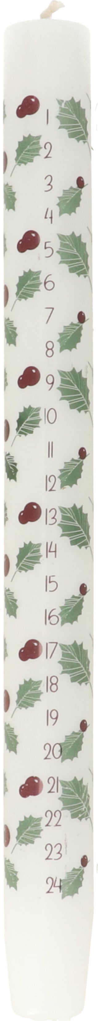 Dinerkaars Advent wit / groen 7,5 uur D 2,7 H 29 cm