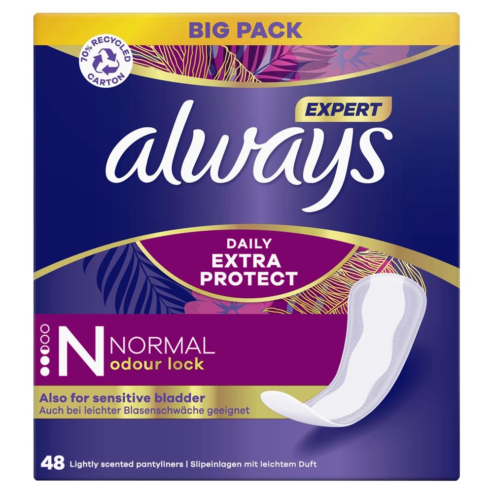 Always Slipeinlage Expert Daily Protect Normal mit leichtem Duft BigPack 48 Stk
