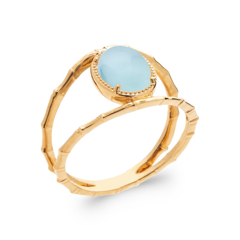 Bague Femme - Plaqué Or - Agate